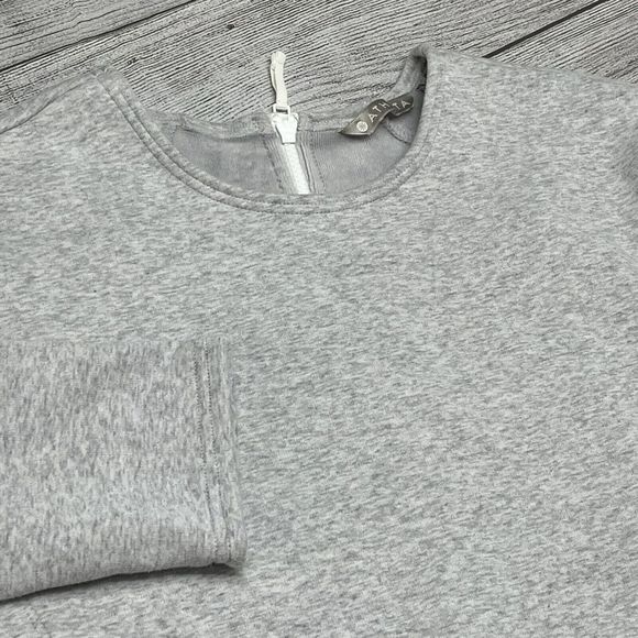 Athleta Cozy Karma Back Zip Sweatshirt‎ Dress Stretch Grey Petite Sz M - Picture 4 of 10